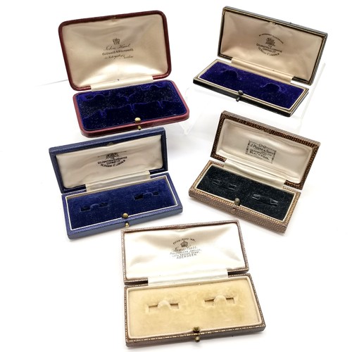 634 - 5 x antique / vintage cufflink boxes - J Payne (Blackpool), Goldsmiths & Silversmiths (x2), James Ca... 