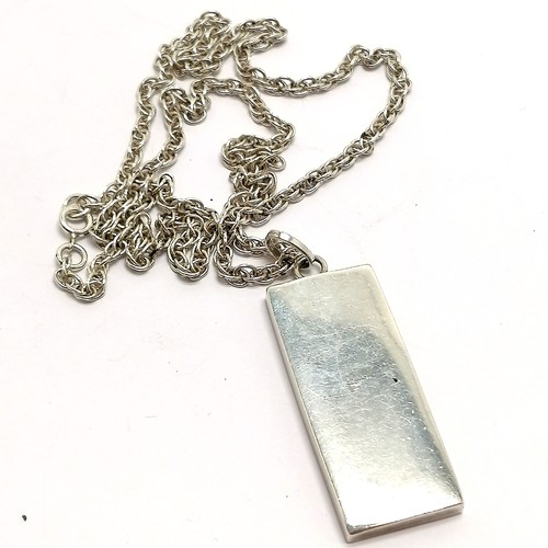 679 - Silver ingot on silver rope link 50cm chain - 41g total weight