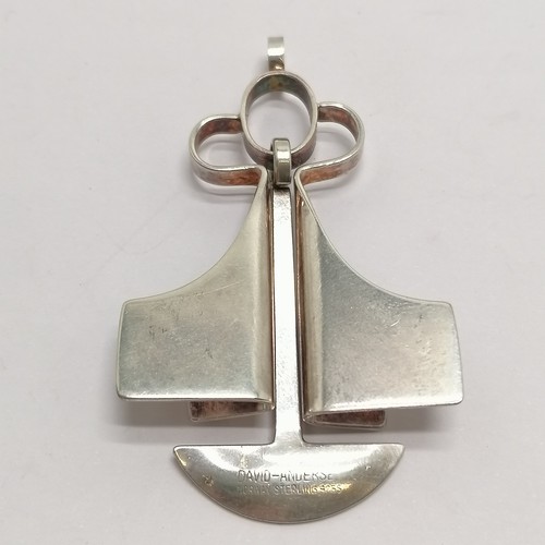 699 - David Andersen silver modernist pendant with pendant detail to centre - 5.5cm drop & 12.6g ~ slight ... 