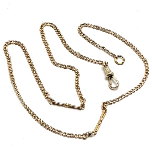 702 - Antique 9ct marked gold languard / neckchain with fancy link detail - 50cm & 10.4g total weight ~ do... 