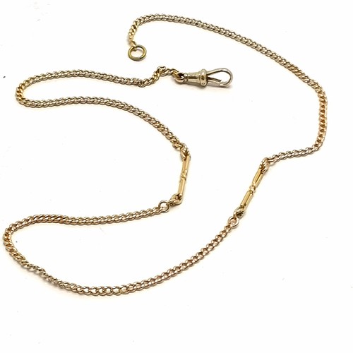 702 - Antique 9ct marked gold languard / neckchain with fancy link detail - 50cm & 10.4g total weight ~ do... 