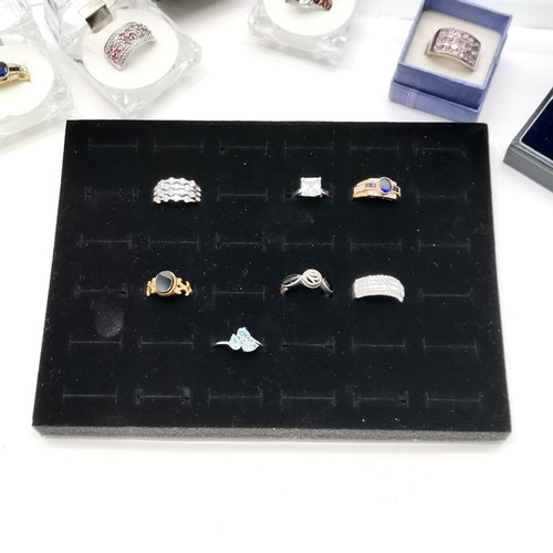 708 - Large qty (44) of silver stone set rings inc tourmaline, blue topaz, ruby, sapphire etc - total ring... 