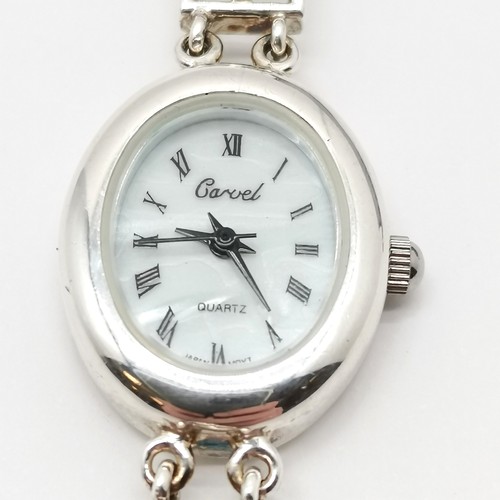 716 - Carvel quartz wristwatch with silver integral bracelet in the Rennie Mackintosh style - running at t... 