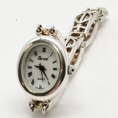 716 - Carvel quartz wristwatch with silver integral bracelet in the Rennie Mackintosh style - running at t... 