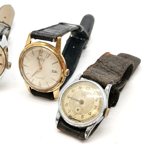 717 - 5 x vintage gents mechanical wristwatches inc MuDu doublematic etc - for spares / repairs