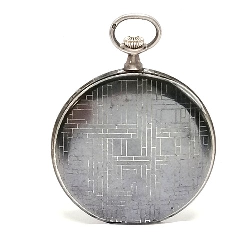 725 - Antique silver cased half hunter pocket watch with 4.5cm niello worked case - 53g total weight ~ sli... 