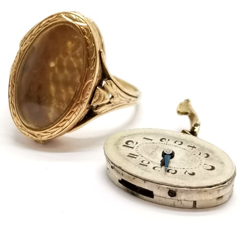 729 - 18ct marked gold cased finger ring Opera mechanical watch - size S & total weight 7.9g ~ not running... 