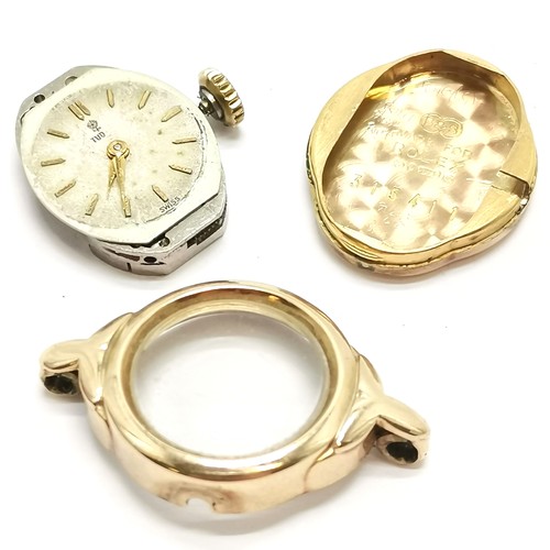 730 - Tudor Rolex 9ct gold cased ladies manual wind wristwatch in a Rolex marked 18mm (across) case with a... 