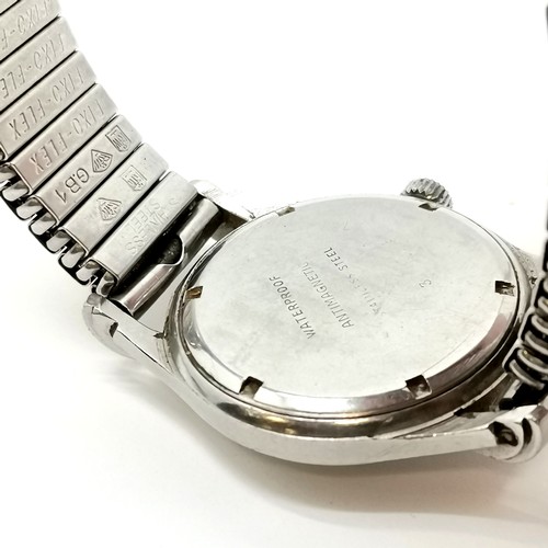 741 - Vintage Ernest Borel manual wind stainless steel 30mm case with teardrop lugs - running BUT WE CANNO... 