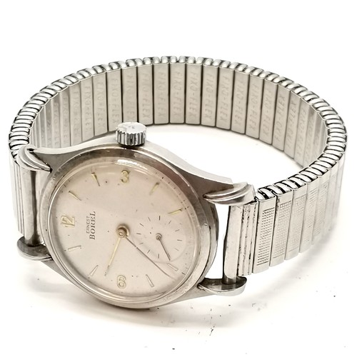 741 - Vintage Ernest Borel manual wind stainless steel 30mm case with teardrop lugs - running BUT WE CANNO... 