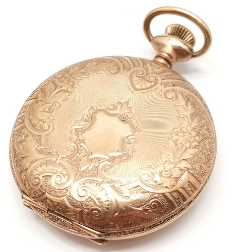 742 - Antique Waltham hunter pocket watch in a gold plated 40mm case - for spares / repairs