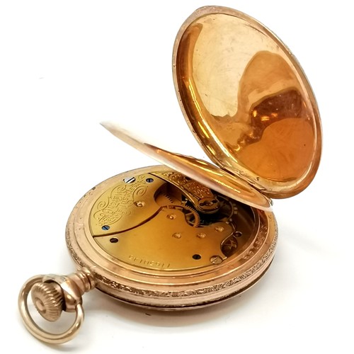 742 - Antique Waltham hunter pocket watch in a gold plated 40mm case - for spares / repairs