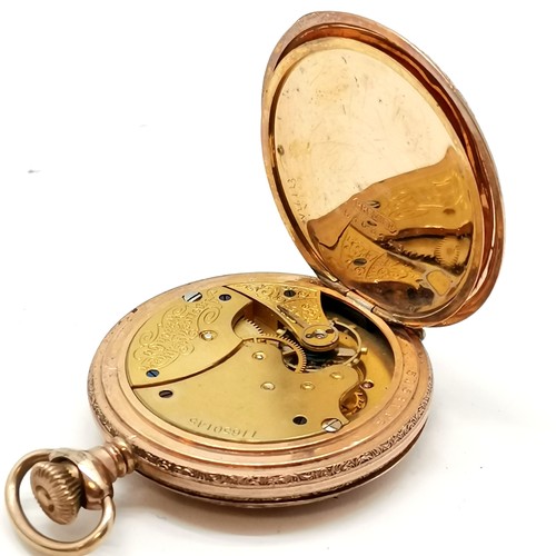 742 - Antique Waltham hunter pocket watch in a gold plated 40mm case - for spares / repairs