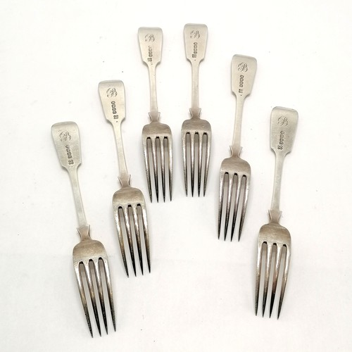 754 - 1859 Victorian Exeter silver set of 6 forks by James & Josiah Williams - 20.5cm & 408g