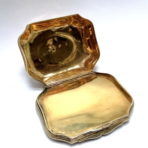 770 - Antique 1742 Georgian silver gilt snuff box with secret compartment to lid revealing Lovers Eye port... 