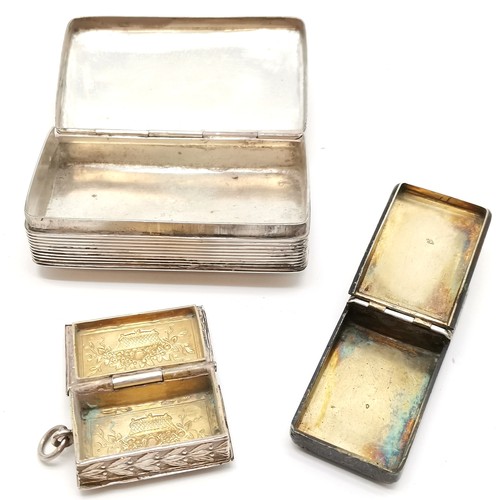 790 - 3 x antique continental silver boxes (smallest unmarked) & niello decorated box (5.5cm long) has dou... 