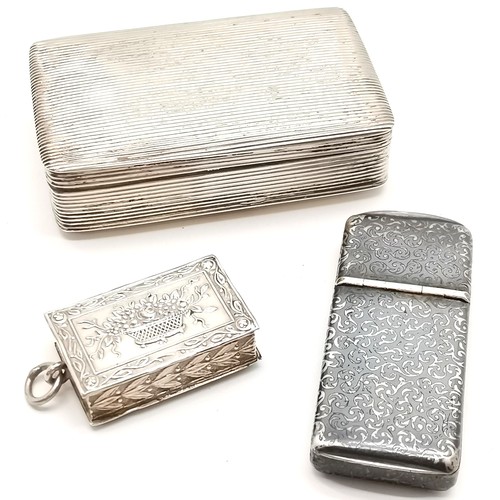 790 - 3 x antique continental silver boxes (smallest unmarked) & niello decorated box (5.5cm long) has dou... 