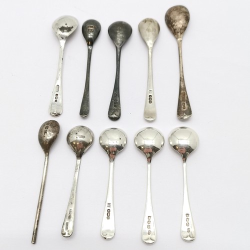 792 - 10 x silver hallmarked antique condiment spoons - 57g