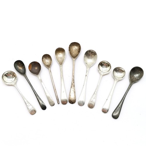 792 - 10 x silver hallmarked antique condiment spoons - 57g