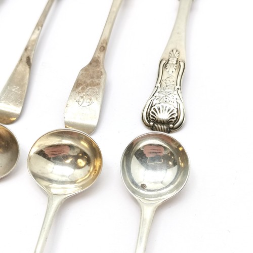 793 - 10 x antique silver mustard / condiment spoons inc Exeter, Scottish provincial (?) etc - longest 10.... 