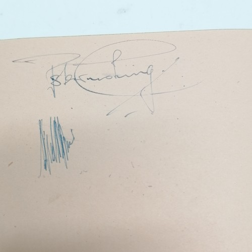 42 - Vintage Autograph book with many signatures inc Peter Cushing, David Lean, Martha Raye, Gertrude Law... 