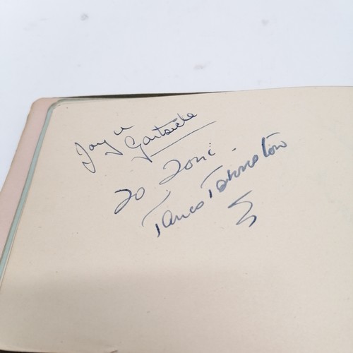 42 - Vintage Autograph book with many signatures inc Peter Cushing, David Lean, Martha Raye, Gertrude Law... 