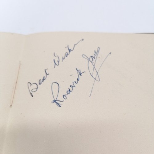 42 - Vintage Autograph book with many signatures inc Peter Cushing, David Lean, Martha Raye, Gertrude Law... 