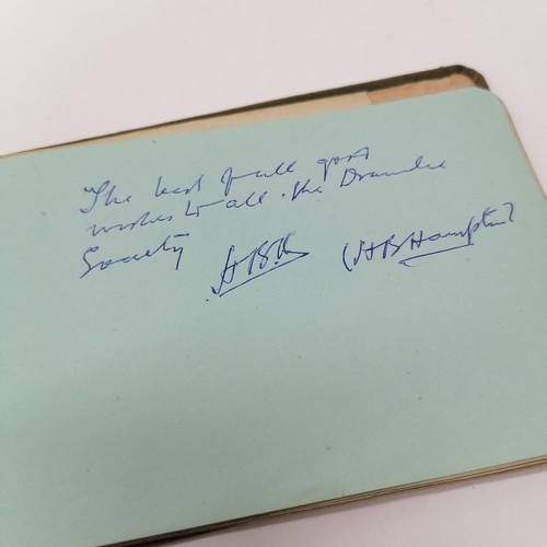 42 - Vintage Autograph book with many signatures inc Peter Cushing, David Lean, Martha Raye, Gertrude Law... 