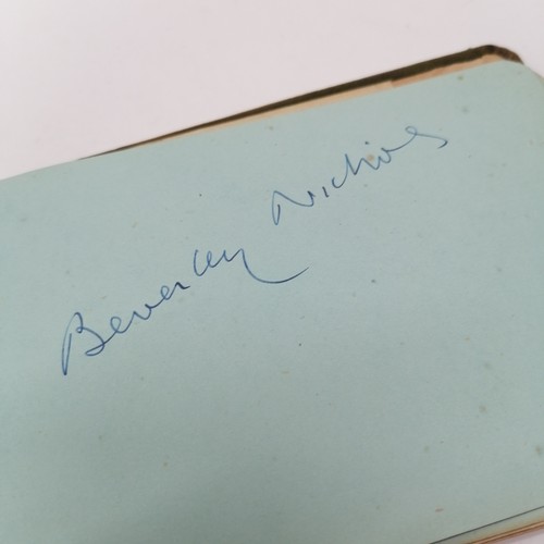 42 - Vintage Autograph book with many signatures inc Peter Cushing, David Lean, Martha Raye, Gertrude Law... 