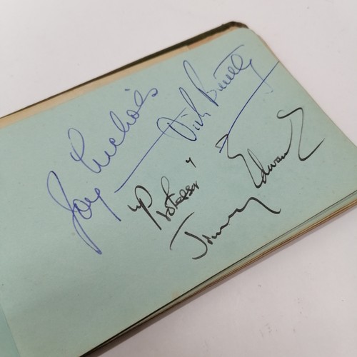 42 - Vintage Autograph book with many signatures inc Peter Cushing, David Lean, Martha Raye, Gertrude Law... 