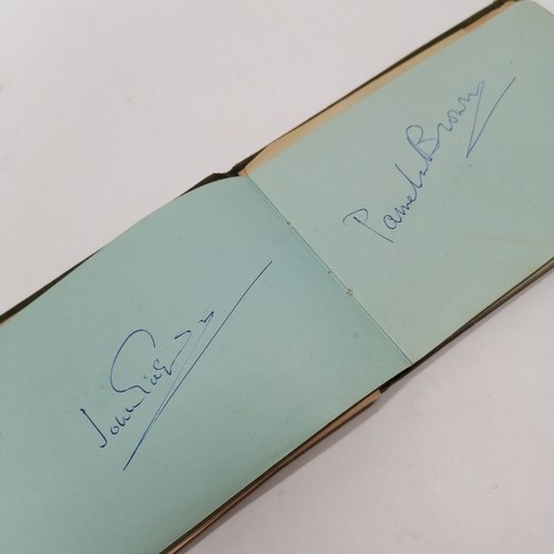 42 - Vintage Autograph book with many signatures inc Peter Cushing, David Lean, Martha Raye, Gertrude Law... 