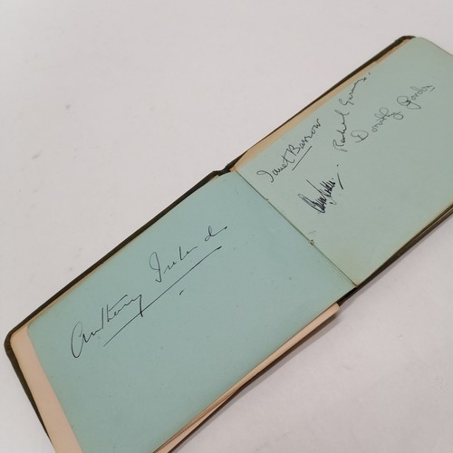 42 - Vintage Autograph book with many signatures inc Peter Cushing, David Lean, Martha Raye, Gertrude Law... 