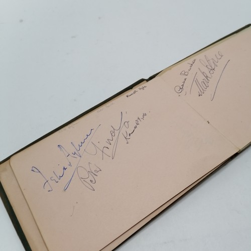 42 - Vintage Autograph book with many signatures inc Peter Cushing, David Lean, Martha Raye, Gertrude Law... 