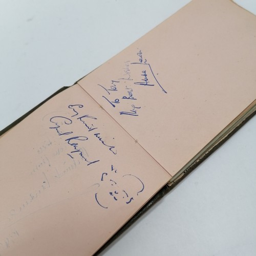 42 - Vintage Autograph book with many signatures inc Peter Cushing, David Lean, Martha Raye, Gertrude Law... 