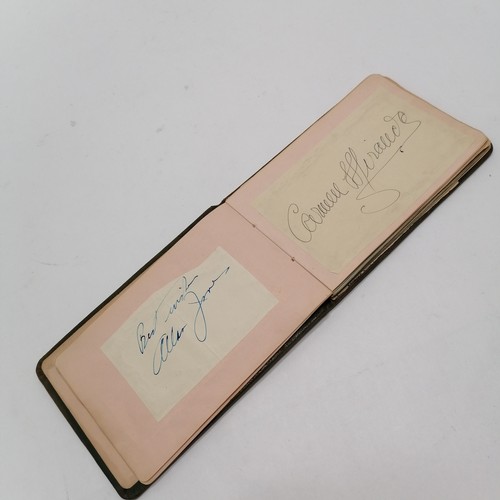 42 - Vintage Autograph book with many signatures inc Peter Cushing, David Lean, Martha Raye, Gertrude Law... 