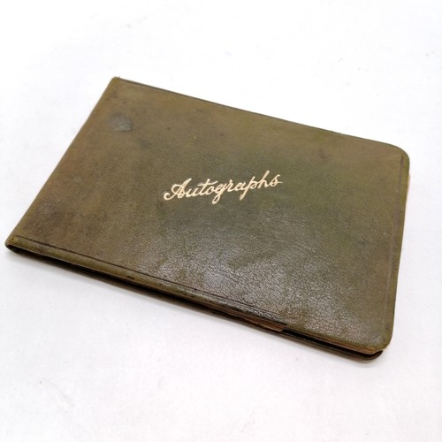 42 - Vintage Autograph book with many signatures inc Peter Cushing, David Lean, Martha Raye, Gertrude Law... 