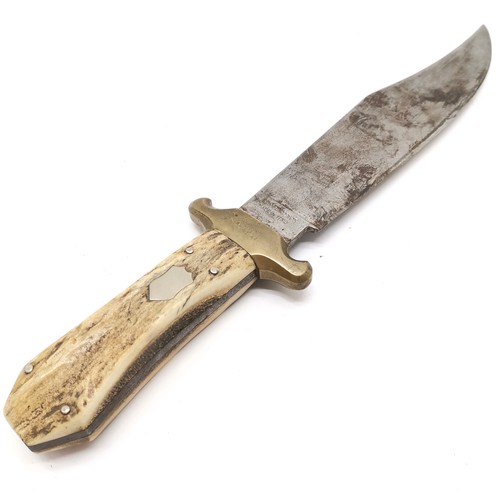 52 - Original Ozark skinner (Bills military stores) Bowie style knife with antler handle detail (35cm) & ... 