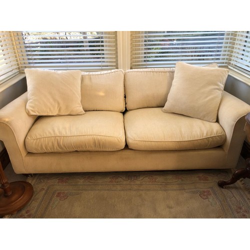 54 - Large quality 3 seater cream sofa retailed through Dodges of Sherborne with solid hardwood frame and... 