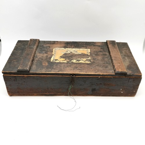 58 - Vintage wooden fitted tool box with lift out tray containing antique & vintage tools - 33cm x 35cm x... 