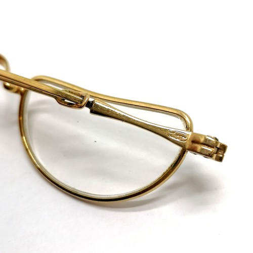 59 - Antique gold plated pair of reading spectacles with extending arms by Luna (Germany) - 12cm across