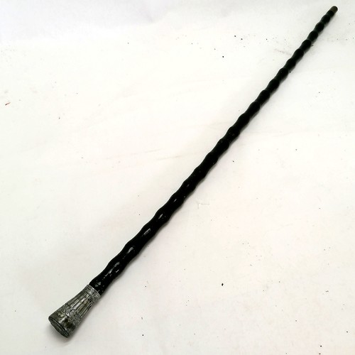 81 - Antique novelty walking stick with flip up lid snuff box handle - 87cm & has hole to metal mount & c... 