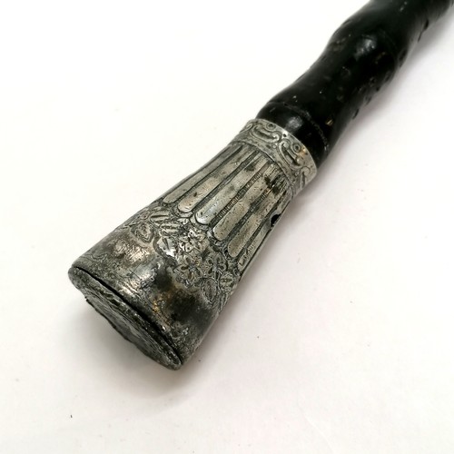 81 - Antique novelty walking stick with flip up lid snuff box handle - 87cm & has hole to metal mount & c... 