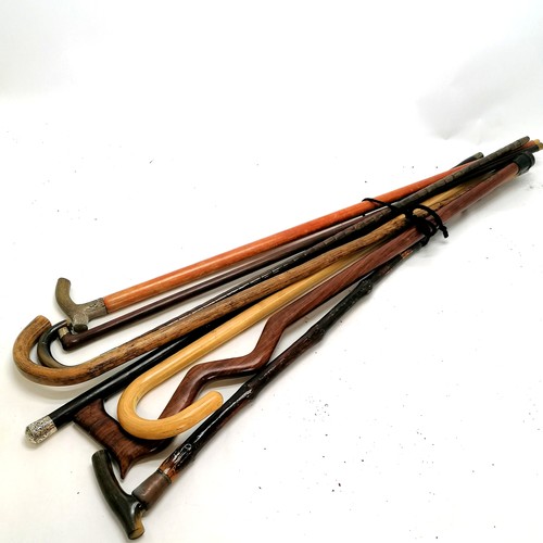 83 - 8 x walking sticks inc 2 with silver mounts - 2 a/f & all in used condition