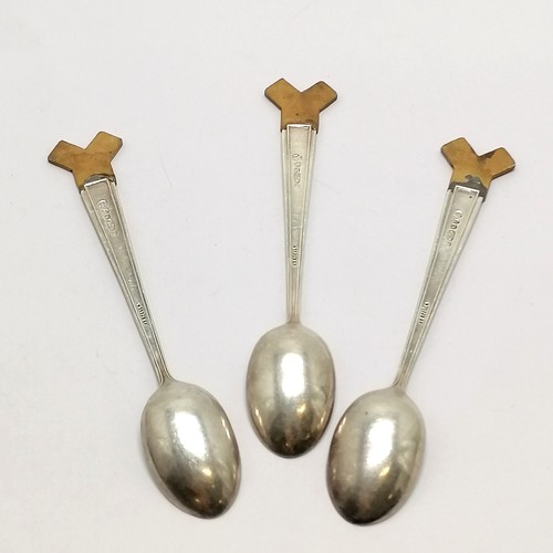 134 - 3 vintage silver plated Ford enthusiasts club enamel decorated spoons 12cm long- signs of lead solde... 