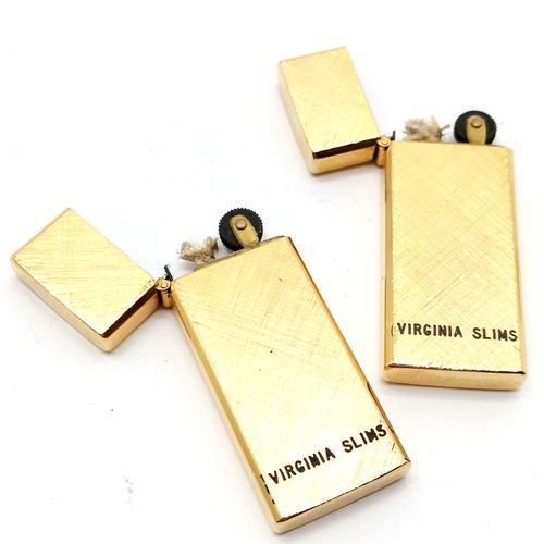 154 - Pair Virginia slims 14k gold plated lighters in their original boxes 6cm x 3cm, in unused condition