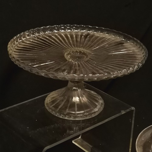 163 - Pair of vintage glass tazzas/cake stands 22.5cm diameter x10cm high plus another 23cm diameter x 13c... 