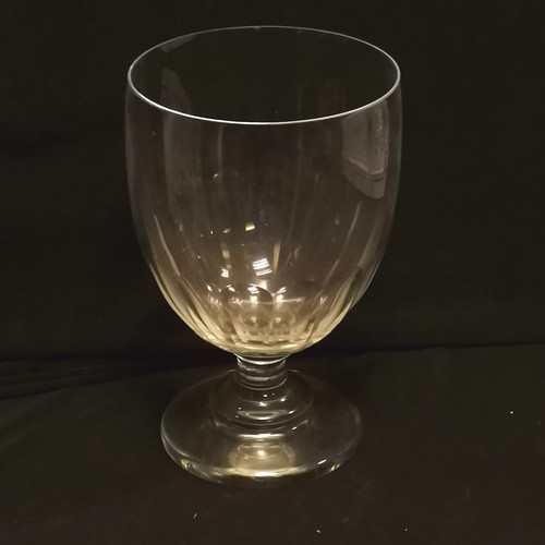 166 - Large antique heavy based cut glass crystal glass 23cm high x 14cm diameter - 1 small nibble to the ... 