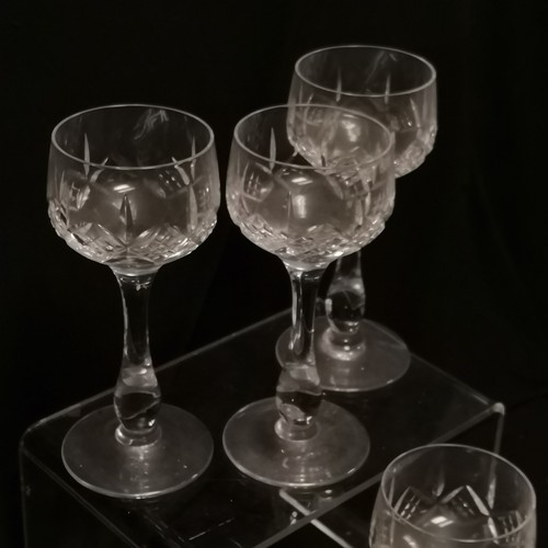 170 - Set of 6 cut glass crystal hock glasses 18cm high- no obvious damage