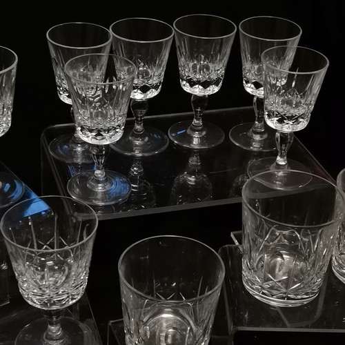 171 - 6 Thomas Webb whisky tumblers, 6 liquer glasses and 6 sherry glasses T/W 12 small cut glass liquer g... 