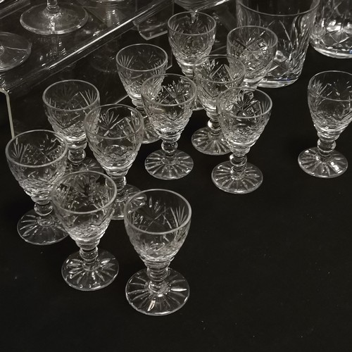 171 - 6 Thomas Webb whisky tumblers, 6 liquer glasses and 6 sherry glasses T/W 12 small cut glass liquer g... 